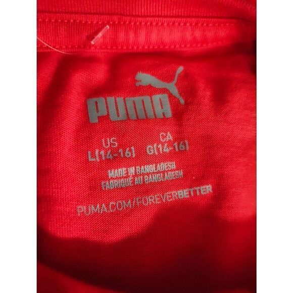 Puma Red Short Sleeve Logo Boys T-shirt -Q - Picture 3 of 3